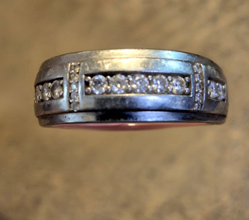 925 Sterling Silver Diamond Band Ring Size 10.5