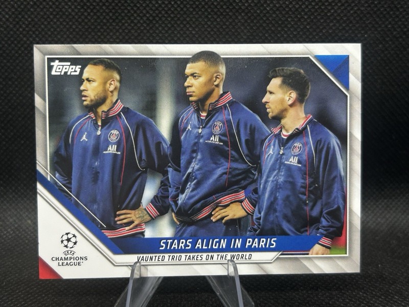 2022 Topps UCL Stars Align in Paris #62 Messi Mbappe Neymar PSG Champions League