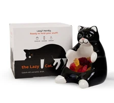 Ceramic Lazy Black Cat Home decor - Can be used as a candy dish, decorative b...