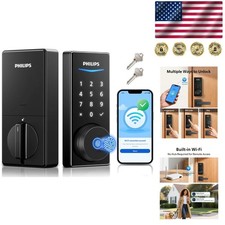 Matte Black WiFi Smart Lock - Keyless Entry Fingerprint Access, Splash-Proof