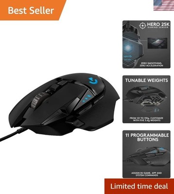 G502 HERO Wired Gaming Mouse, Adjustable Weights, RGB Lighting, 11 Buttons