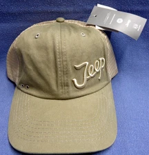 FCA JEEP Hat 3D Logo Brown And Tan Mesh With Adjustable Closure New With Tags