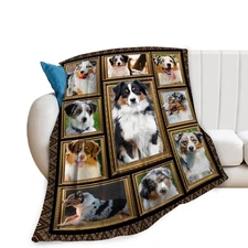 Australian Shepherd Blanket Dog Throw Blanket Animal Fuzzy Plush Blanket Ultr