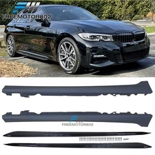 Fits 19-23 BMW 3 Series G20 MP Style Side Skirts Splitter & Gloss Rocket Panels