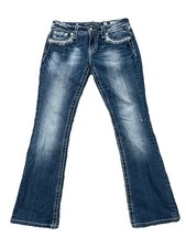 Miss Me Relaxed bootcut Embroidered and Embellished Low Rise Jeans Size 27 Blue