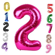 40 Inch Balloon, Giant 2 Number Balloons for 2nd Birthday Number 2 Hot Pink