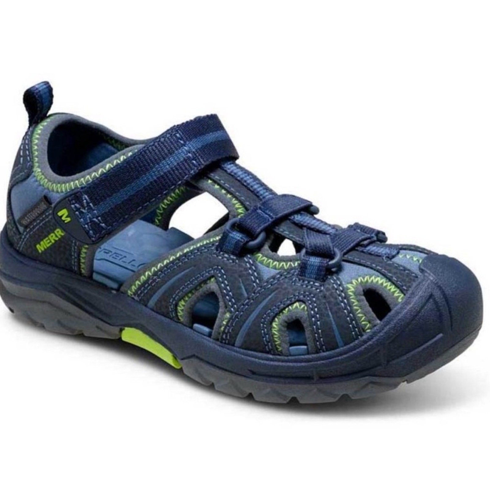 Merrell Scarpe sandali da acqua Big Boy’s Hiker blu navy e verde in pelle e tessuto TG 5