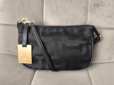 VTG Y2K ICEBERG Black nylon SMALL logo shoulder bag baguette hand bag