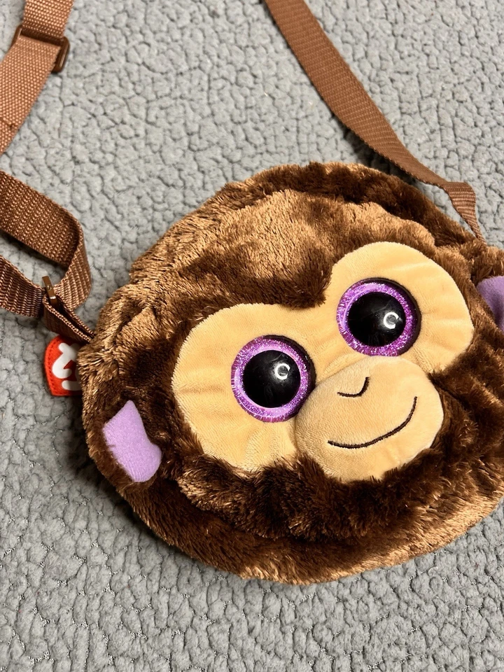 Cartera de hombro Coconut Monkey Mini Ty marrón suave gorro bebé Foto 4 de 4