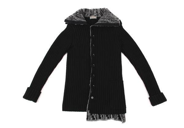 ジャケット・アウター Yohji Yamamoto Wool Knit Jacket Yohji Yamamoto POUR HOMME Wool Docking Design Knit Jacket