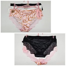 JUICY COUTURE 3-Pack Women S M XL No Lines Lace Trim Panties Black White Pink