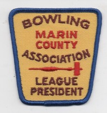 Vintage League President Patch from the Marin County CA Bowling Association