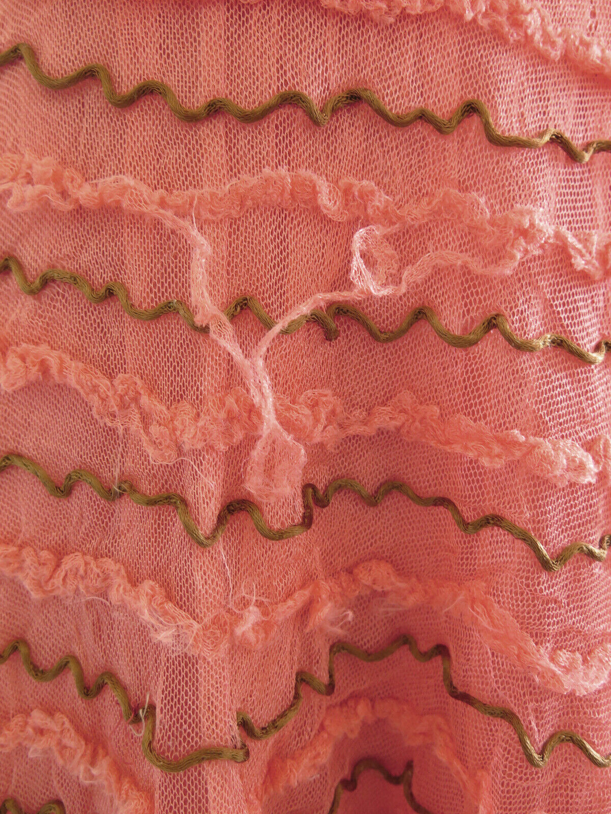 Original Vintage 1940s 1950s Pink Corral Net Lace… - image 12