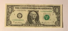 BIRTHDAY/ANNIVERSARY $1.00 CURRENCY NOTE 04-22-1959