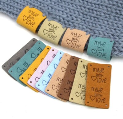 10 Stück Handmade Label Falzlabel Label  Etiketten Nähen DIY Handmade wit love  
