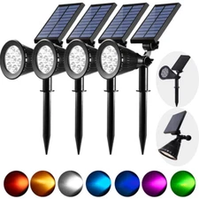 7-LED Solar Spotlights Landscape Lights 2 in 1 10 Mode Outdoor Garden Lamps