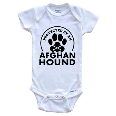 Protected By An Afghan Hound Funny Dog One Piece Baby Bodysuit