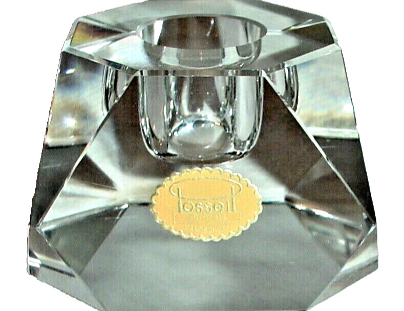 VINTAGE SINGLE CANDLESTICK HOLDER POSSEIL KRISTALL 2"  HAND CUT CRYSTAL POLAND