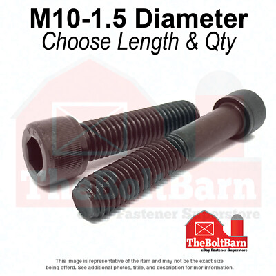 M10-1.5 Class 12.9 Coarse Socket Head Cap Screws Black Oxide(Choose Length &Qty)