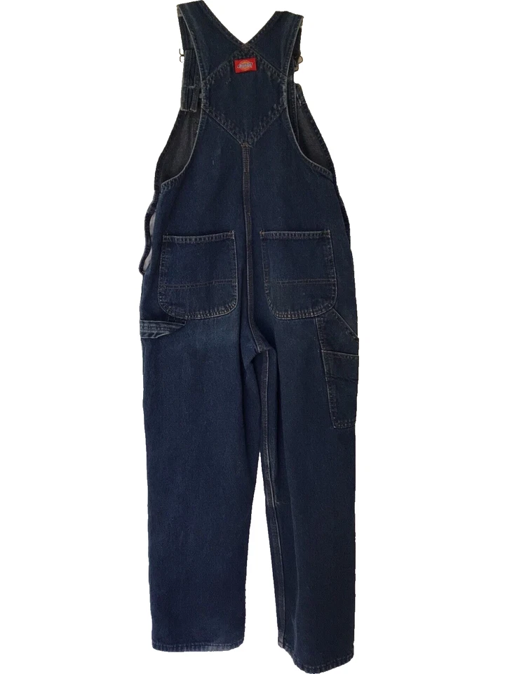 Dickies Boys or Girls Denim Jean Overalls Youth Size M Stone Washed Indigo Blue - Image 2 of 4