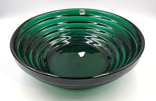 Vintage Blenko Glass 9608L Emerald Green Step Pryamid Bowl 11-1/4"