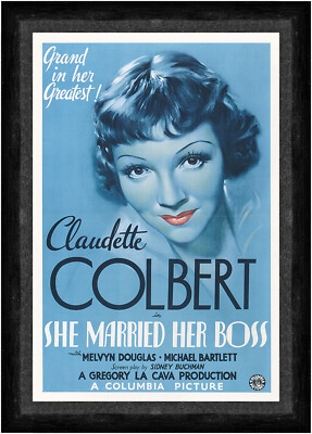 She married her Boss Jack Meyers Claudette Colbert Kunstdruck Faks_Werbung 524