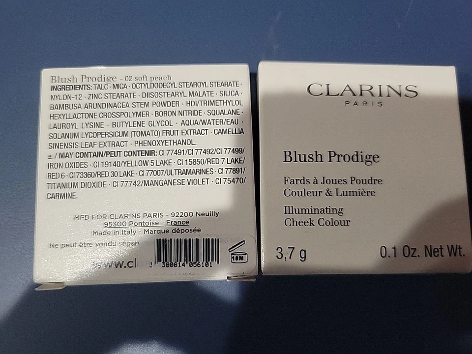 PACK de 2 Clarins Rubor Prodige Iluminador Color de mejillas, MELOCOTÓN SUAVE 0,1 OZ/3 g Nuevo en caja Foto 3 de 4