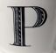 miniature 5  - Anthropologie Letter P Initial Monogram White Coffee Mug Cup Black Letter 