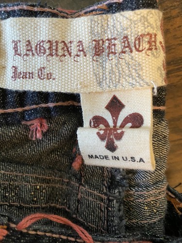 Women 25 Laguna Beach Jean Company pink stitch rhinestone encrusted denim jeans Women 25 Laguna Beach Jean Company pink stitch rhinestone encrusted denim jeans