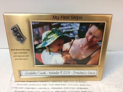 MY FIRST STEPS PHOTO FRAME New with tag Gold tone You can personalize frame