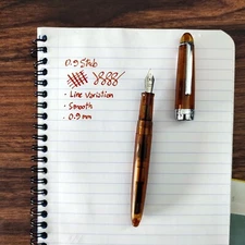 Unique Brown Custom 992 Fountain Pen with Hand-Ground 0.9mm Stub Nib