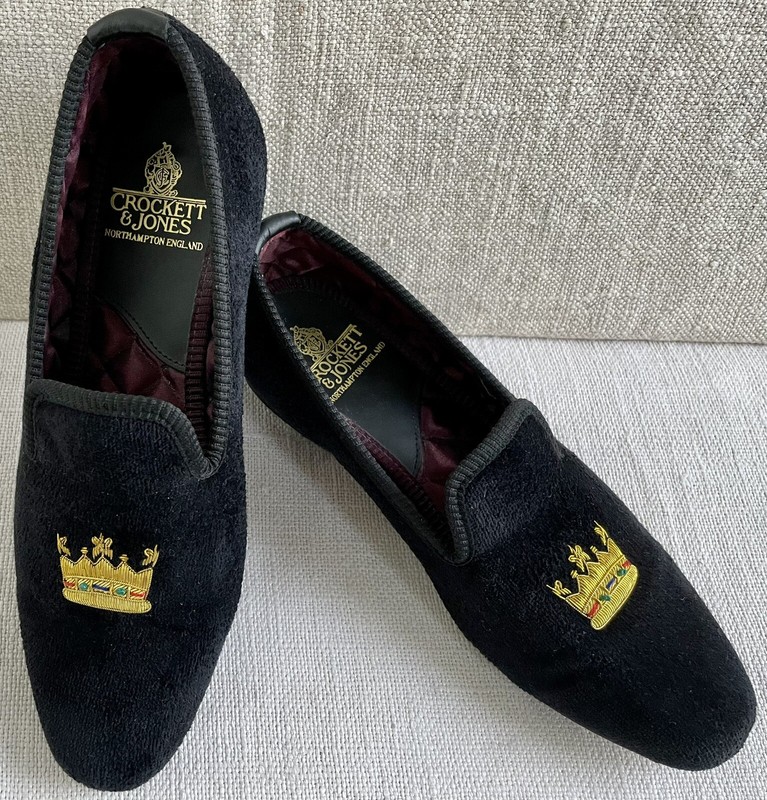Crockett & Jones Women’s Coronet Black Velvet Satin-Lined Slipper UK 4 US 6 $490