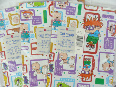 90s Rugrats Gift Wrap NOS Set of 3 American Greetings Wrapping Paper