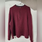 Pendelton Men's Burgundy Sweater with 1/4 Zip and gray neckline detail size XL