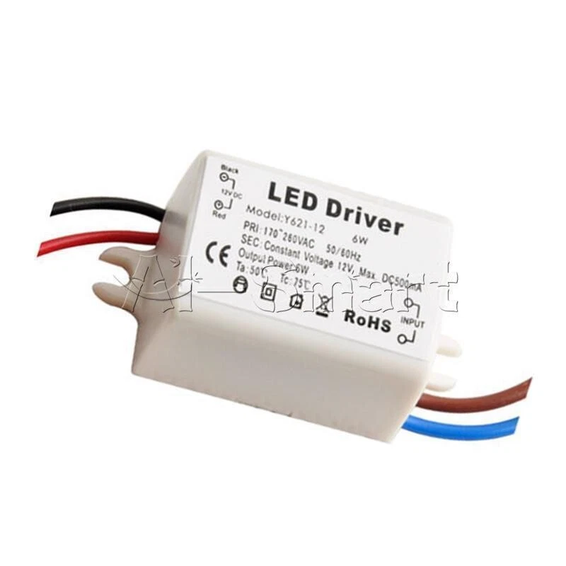 LED Driver AC 110 -260V 500mA 50 -60Hz to DC 12V 6W Power Supply