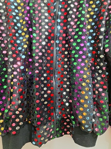 Pacific ID Resort Collection Rainbow Sequin Womens Bomber Jacket Polka Dots - Picture 2 of 9