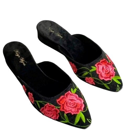 Lotus Arts de Vivre Black Velvet Mules with Elephant  display picture 2