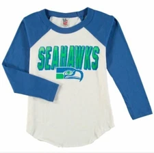 🏈 Youth Junk Food White NFL Seattle Seahawks Raglan Long Sleeve T-Shirt NWT 🏈