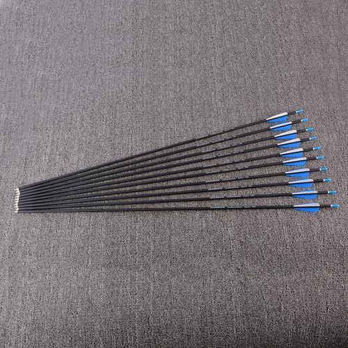31'' Carbon Arrows SP700 OD7MM Broadheads Archery Recurve Compound Bow Shooting - Picture 12 of 16