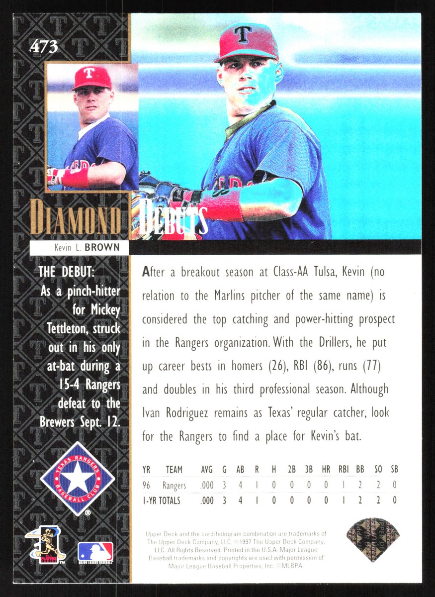 1997 Upper Deck Kevin L. Brown #473 Texas Rangers Baseball Card | eBay