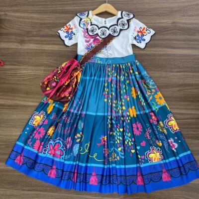 strapless open back dress Mirabel Madrigal Encanto Inspired Girls Dress – SkipStars main image 1