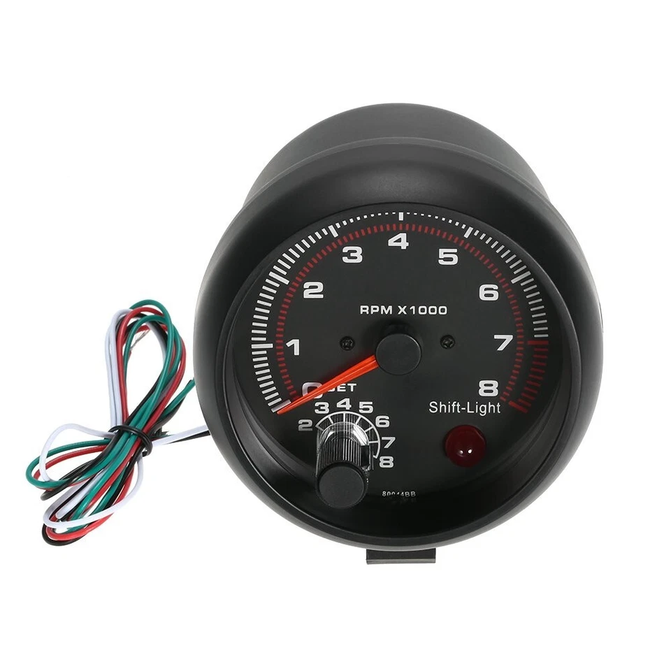 Tachometer Gauge 3.75in Black Racing Car Tachometer 0‑8000 RPM - Image 2 of 4