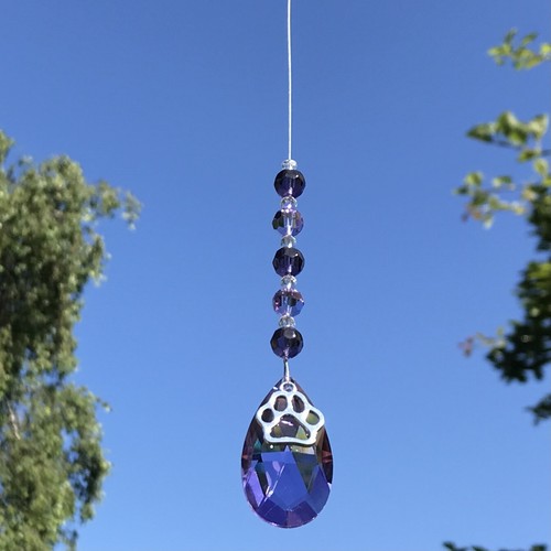 Nuevo Vidrio Cazador de Cristal Cazador de Pata Púrpura Colgante ~ Pérdida de Mascotas Memorial - Imagen 10 de 12