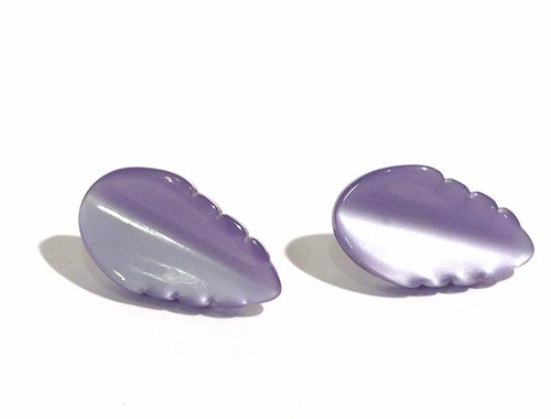 Lavender Moonglow Elm Leaf Stud Earrings - Picture 3 of 5