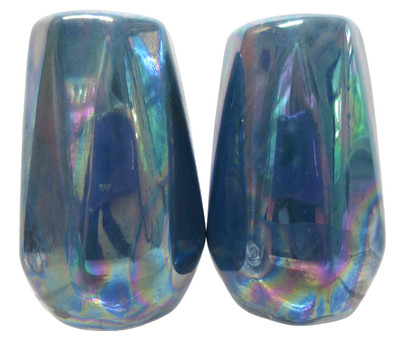 Blue Iridescent Mid-Century Modern Atomic Teardrop Salt & Pepper Shakers Set