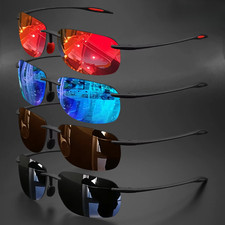 Rimless TR90 Sunglasses Polarized UV400 Lenses Lightweight Outdoor Men Glasses