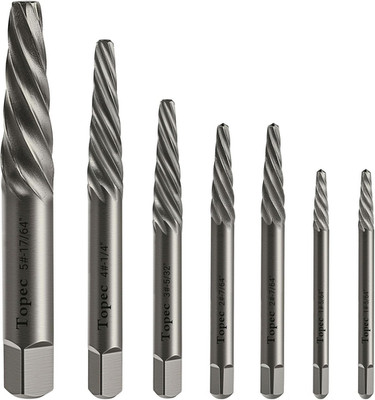 7Pc Damaged Screw Extractor Set Easy Out Bolt Remover Tool Kit