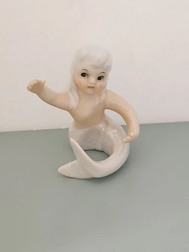  VTG 1950's Lefton Japan Iridescent Mermaid Candle Hugger Very Good Condition