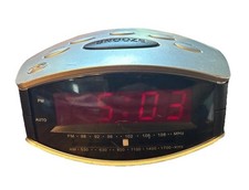 Durabrand CR-502 AM FM Clock Radio Silver Digital Red LED Alarm Clock Vintage