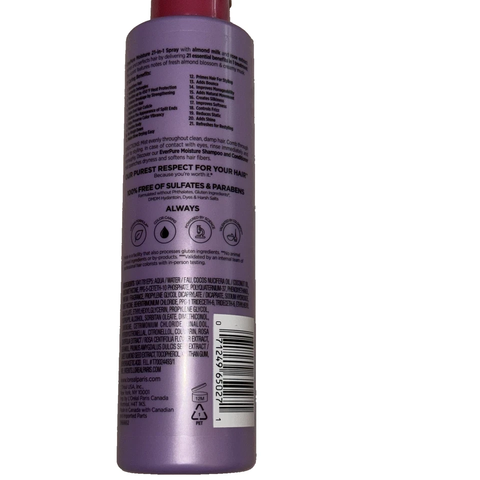 Loreal Ever Pure Moisture 21 in 1 Spray Multi Benefit Leave In New - Image 4 of 4